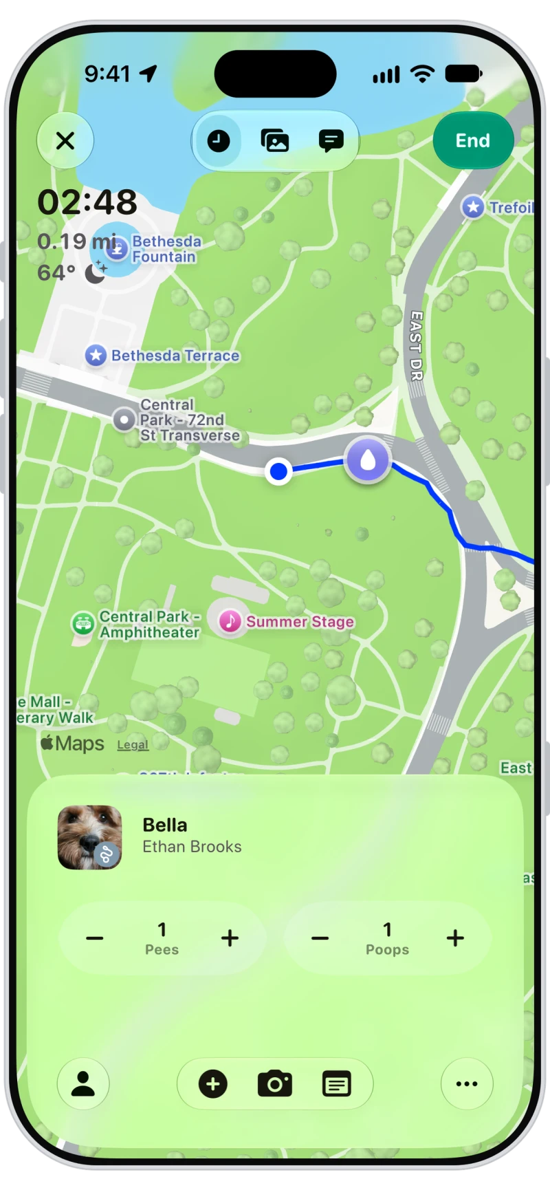 A dog walking app that works without signal